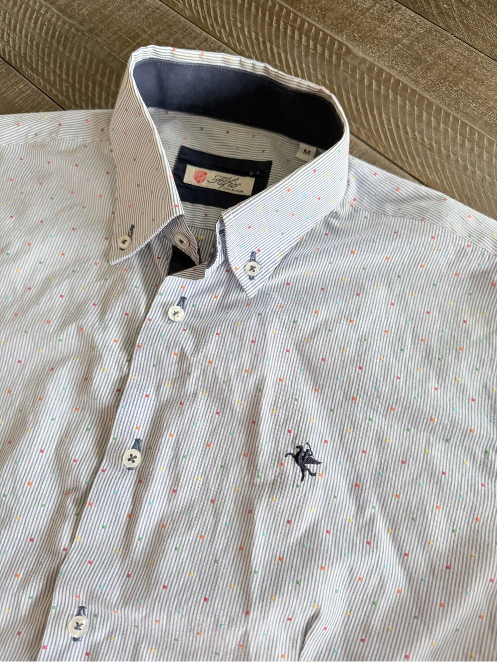 Fylo Collection Men’s Patterned Button-Down Shirt – Medium
